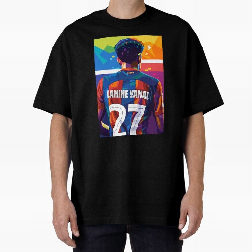 Lamine Yamal Wpap Pop Art Oversized T-Shirt Celebrate Classic Football Spirit in Match Day Hype around FIFA World Cup 2026, Messi and Cristiano Ronaldo, Argentina and Brazil, Football History, Final Match Energy, Crowd Noise and Once in a Lifetime
