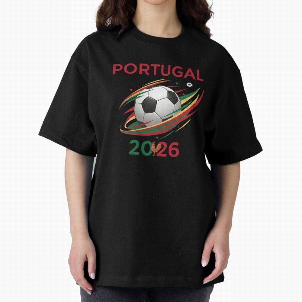 Camiseta Portugal 2026 - Bola de Futebol e Design Galo de Barcelos. Oversized T-Shirt Make Game Day About FIFA World Cup 2026 Group Stage Spirit, Made for France, Messi, Game Day Rituals, Football Legends, Country Pride and the Road to the Final;
