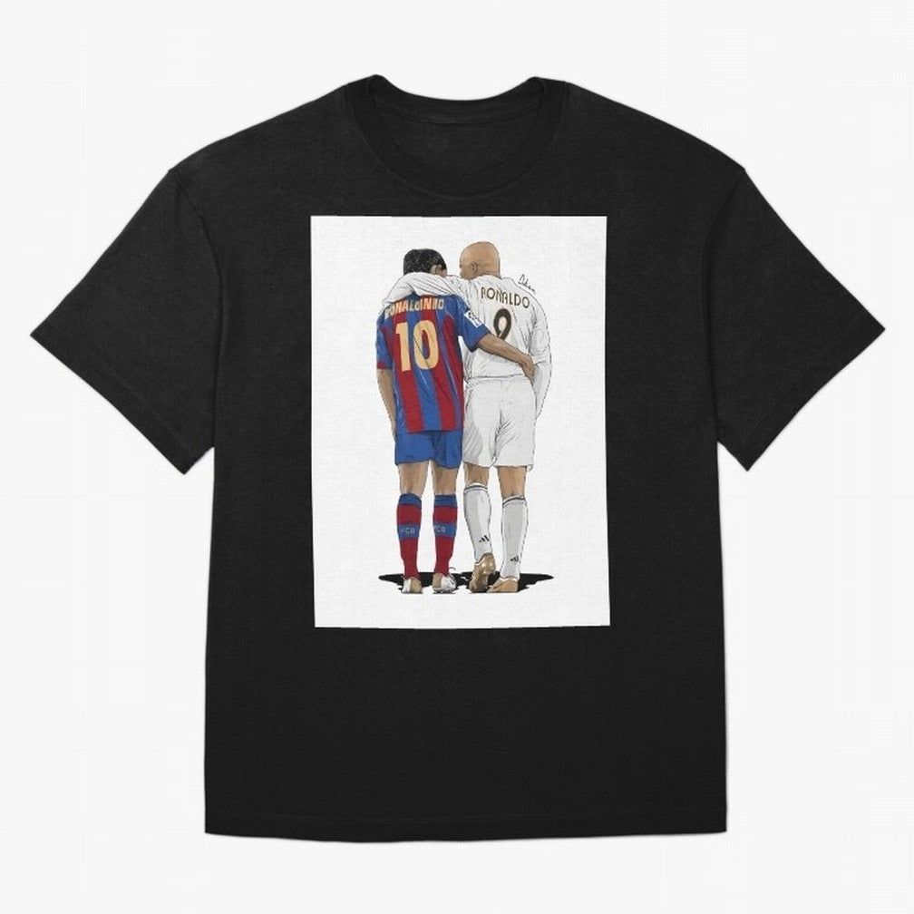 Ronaldinho & Ronaldo R9 Classic Football Legend - La Liga Derby Oversized T-Shirt Celebrate the Stars of Match Day Hype around FIFA World Cup 2026 USA Canada Mexico, Neymar, Haaland and Cristiano Ronaldo, Brazil, Portugal and Argentina,