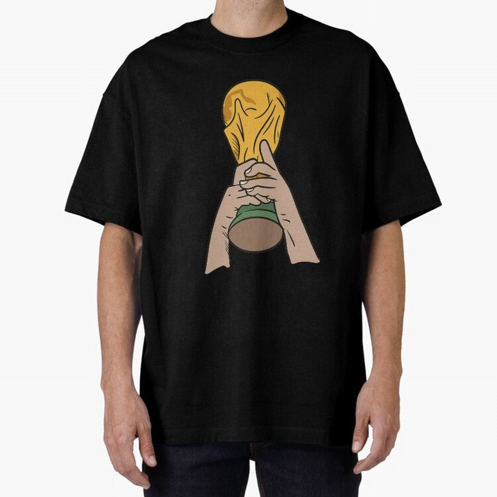 Trophy Oversized T-Shirt Honor the Football Icons of FIFA World Cup 2026 Group Stage Spirit, Featuring Spain and Netherlands, Messi, Neymar and Mbappe, Football Passion, Legendary Performances, Festival Vibes and Supporter Community; Ideal for