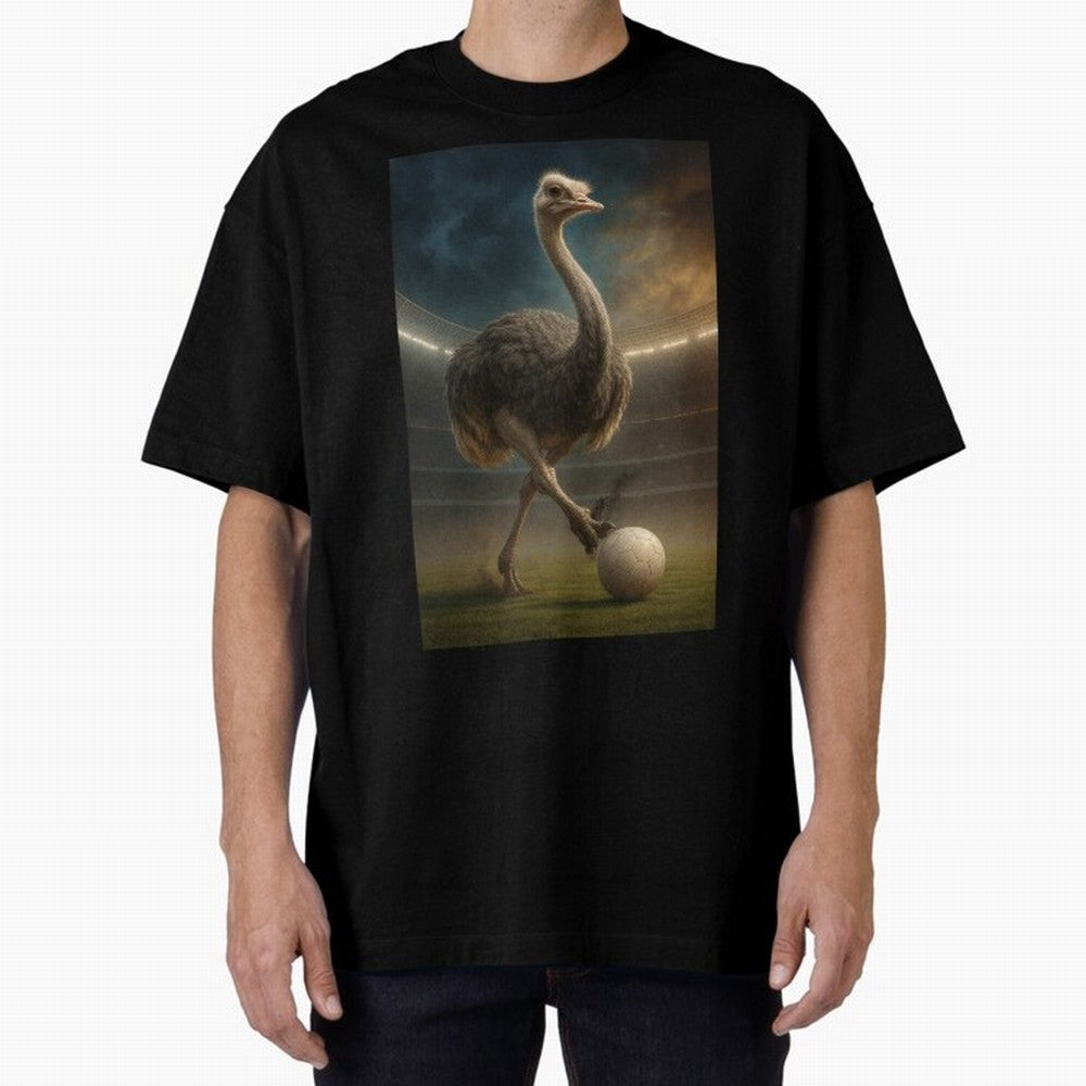 Ostrich Plays Soccer Oversized T-Shirt Represent Fans Who Live for the FIFA World Cup 2026 USA Canada Mexico Journey through CR7 Highlights, France Pride, Football History, Final Match Energy, Crowd Noise and Once in a Lifetime Moments; Made for