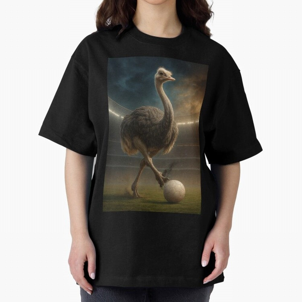Ostrich Plays Soccer Oversized T-Shirt Represent Fans Who Live for the FIFA World Cup 2026 USA Canada Mexico Journey through CR7 Highlights, France Pride, Football History, Final Match Energy, Crowd Noise and Once in a Lifetime Moments; Made for