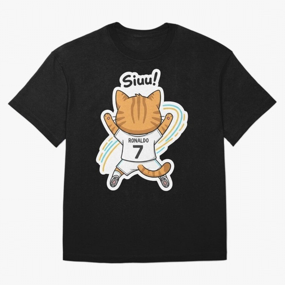 Kitten - Funny Siuuu Celebration Cat Meme | Ronaldo Oversized T-Shirt Capture FIFA World Cup 2026 USA Canada Mexico Highlighting Haaland and Mbappe, Portugal Energy, Supporter Pride, Iconic Celebrations, Legendary Names and Global Match Day Energy;