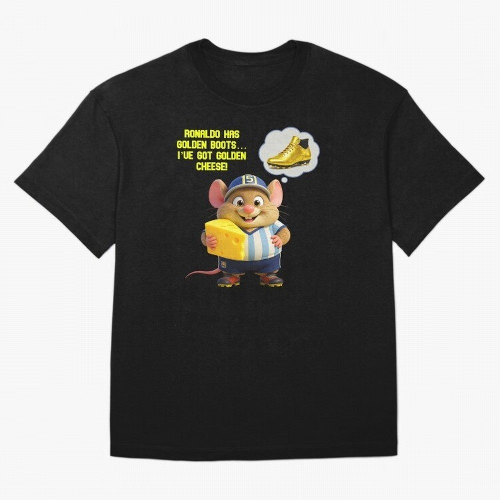 Zippy¡¯s Golden Cheese vs Ronaldo Oversized T-Shirt Keep Football History Alive during Global Football Passion for FIFA World Cup 2026, Inspired by Cristiano Ronaldo, Haaland and CR7, Argentina and Brazil, Tournament Hype, Historic Matchups, Family