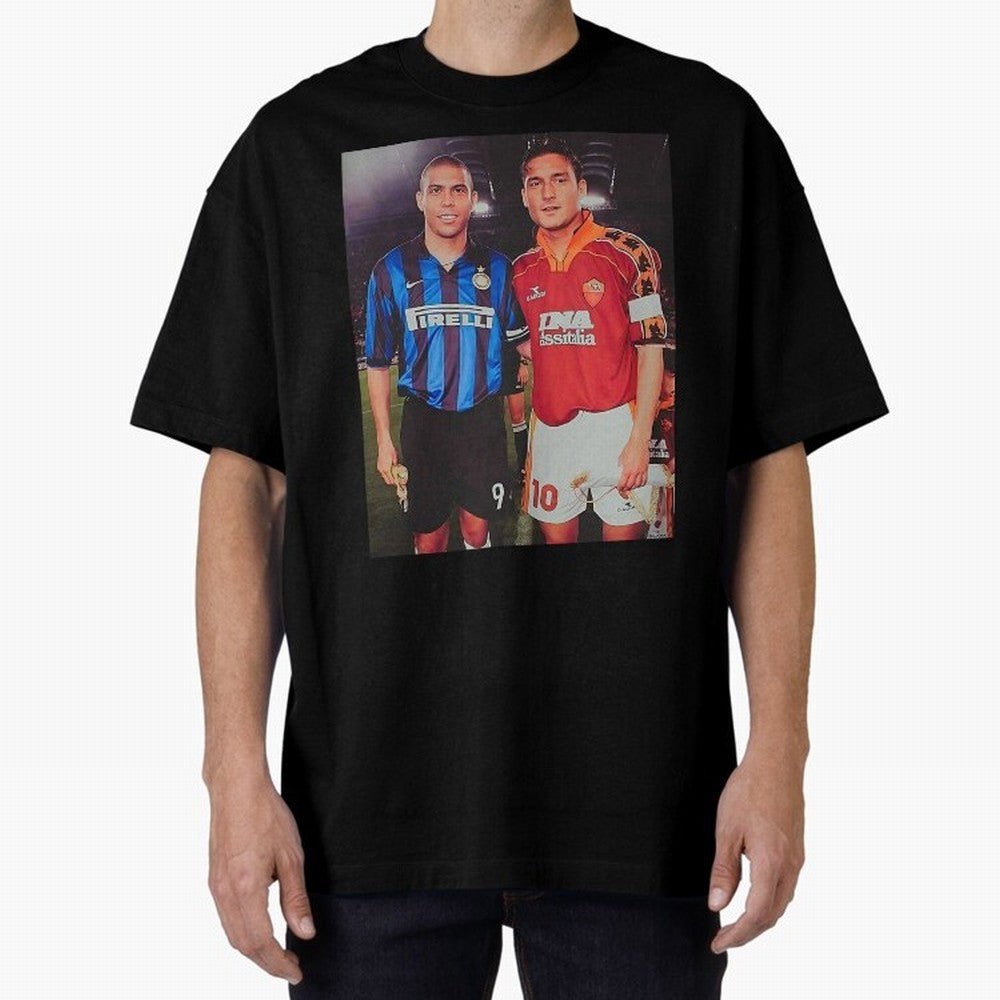 Clash of Class. Francesco Totti and Ronaldo Nazario sometime in the 90s. Oversized T-Shirt Feel FIFA World Cup 2026 Made for Messi, Neymar and Mbappe, England and Germany Energy, Fan Favorite Moments, National Team Passion, Big Match Drama and
