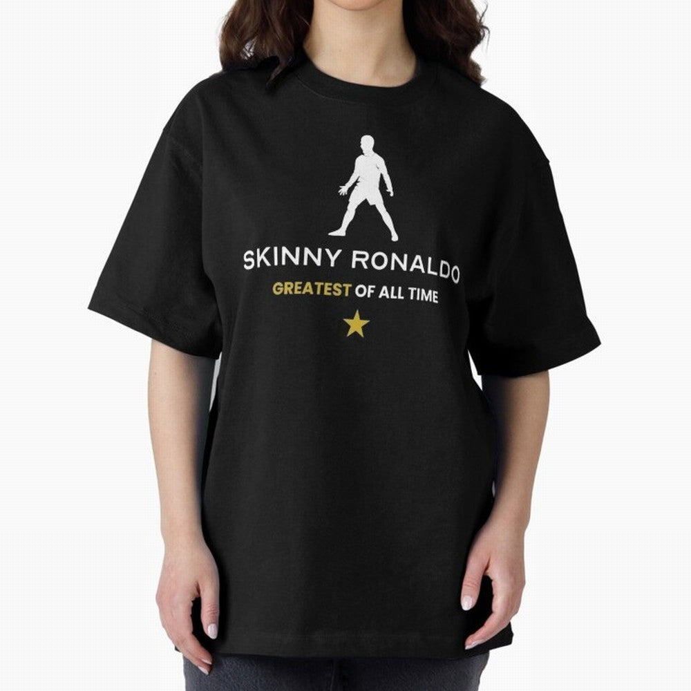 Skinny Ronaldo The Greatest Of All Time White Oversized T-Shirt Bring Retro Soccer Energy to FIFA World Cup 2026 for Fans of Cristiano Ronaldo and Brazil, Portugal and Argentina, Bringing Classic Soccer Heritage, Championship Pressure, Fan Loyalty