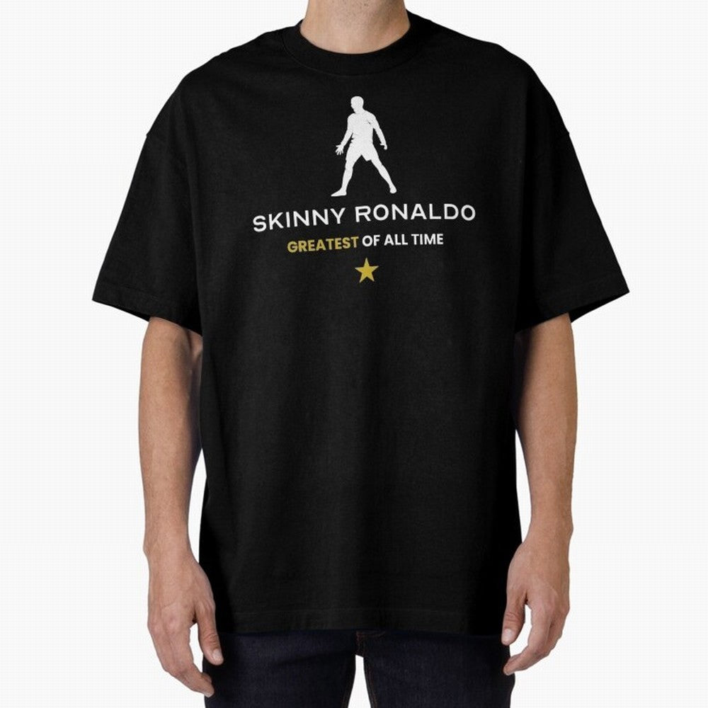 Skinny Ronaldo The Greatest Of All Time White Oversized T-Shirt Bring Retro Soccer Energy to FIFA World Cup 2026 for Fans of Cristiano Ronaldo and Brazil, Portugal and Argentina, Bringing Classic Soccer Heritage, Championship Pressure, Fan Loyalty