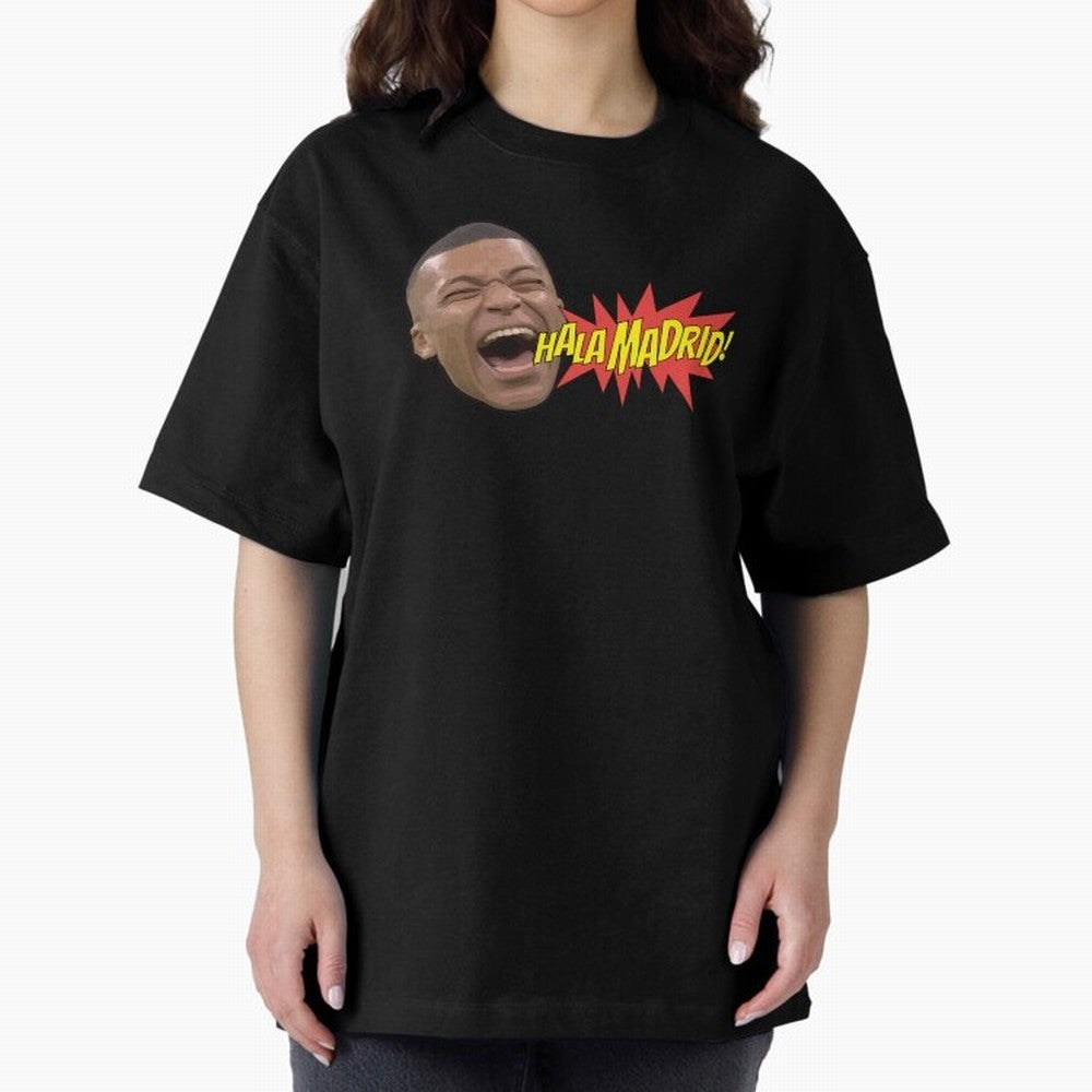 Real Madrid - Kylian Mbapp¨¦ Hala Madrid Oversized T-Shirt Show Match Day Excitement for the FIFA World Cup 2026 Journey through Messi, Neymar and Mbappe Highlights, France and Portugal Pride, Fan Favorite Moments, National Team Passion, Big Match