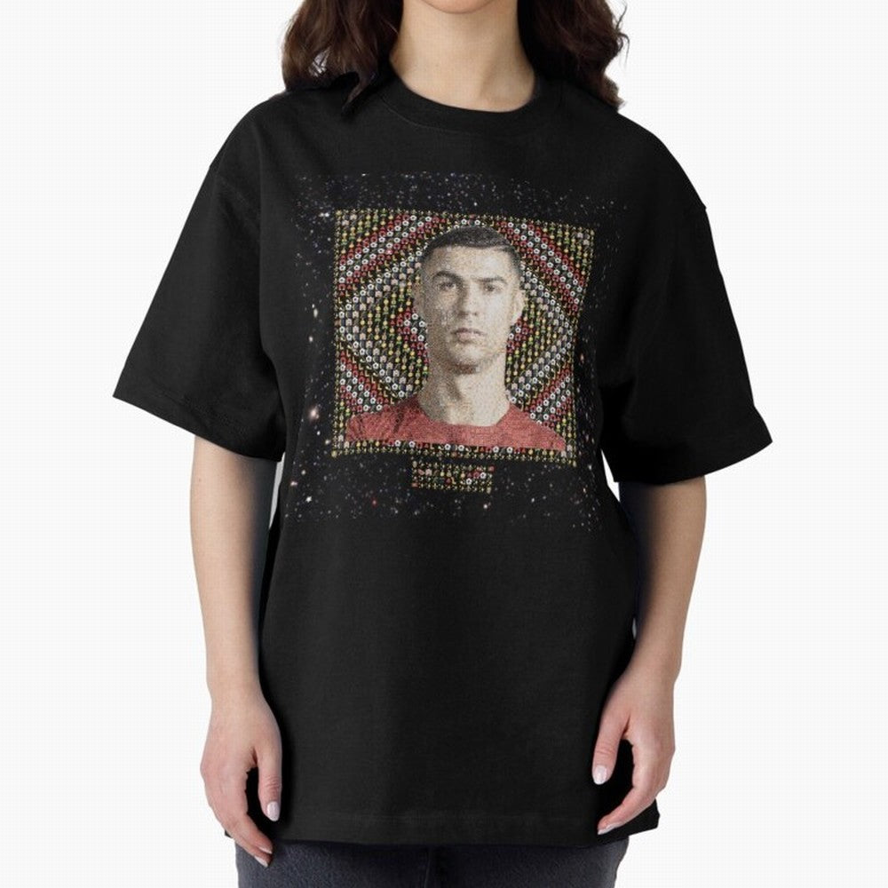 CR7 Emojified ¨C Ronaldo-Inspired Grid Tribute | Visual Power in Emoji Form | Football Legend Art Series Oversized T-Shirt Turn Every Weekend Toward Match Day Hype around FIFA World Cup 2026, CR7, England and Germany, Championship Spirit, Famous