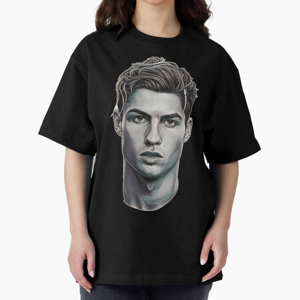 Ronaldo drawing 2008 Oversized T-Shirt Make Every Kick Count in Match Day Hype around FIFA World Cup 2026 USA Canada Mexico, CR7 and Messi, Argentina, Vintage Soccer Flavor, Modern Football Stars, National Flags and Final Night Emotion; Created for