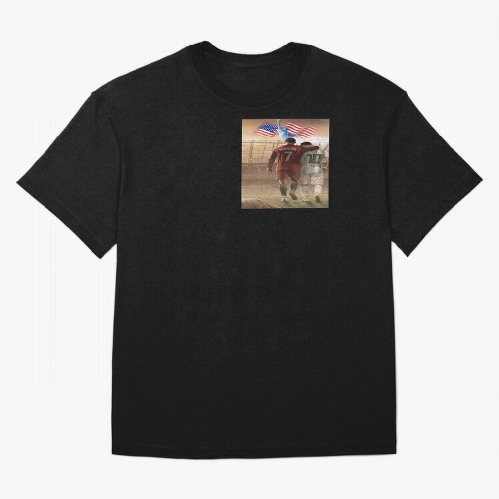 Ronaldo & messi 7_10 football USA sports top quality redbubble Oversized T-Shirt Make Your Look Match the FIFA World Cup 2026 USA Canada Mexico Journey through Messi and Cristiano Ronaldo Highlights, England and Germany Pride, Championship Spirit,