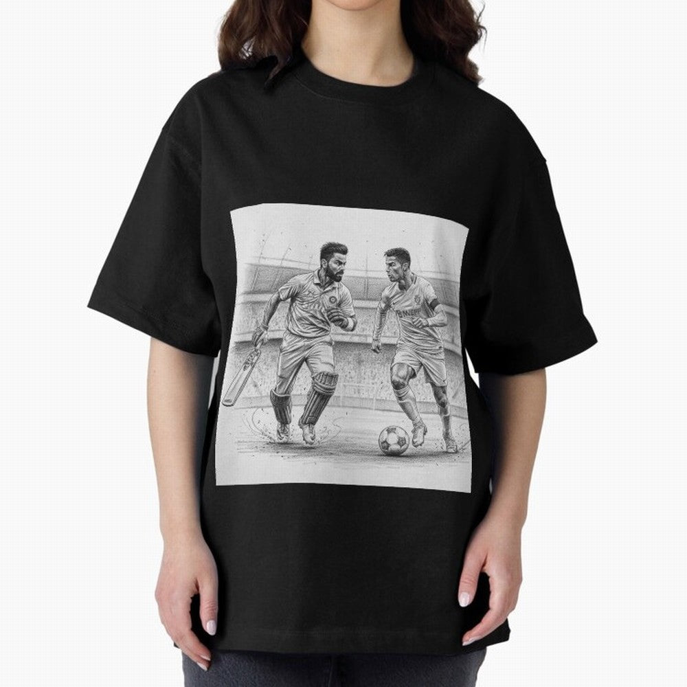 Virat and Ronaldo Oversized T-Shirt Bring Match Day Fire to FIFA World Cup 2026 Group Stage Spirit, Built around Spain, Neymar, Match Day Excitement, Supporter Culture, Golden Goals and Global Football Passion; Perfect for People Who Love