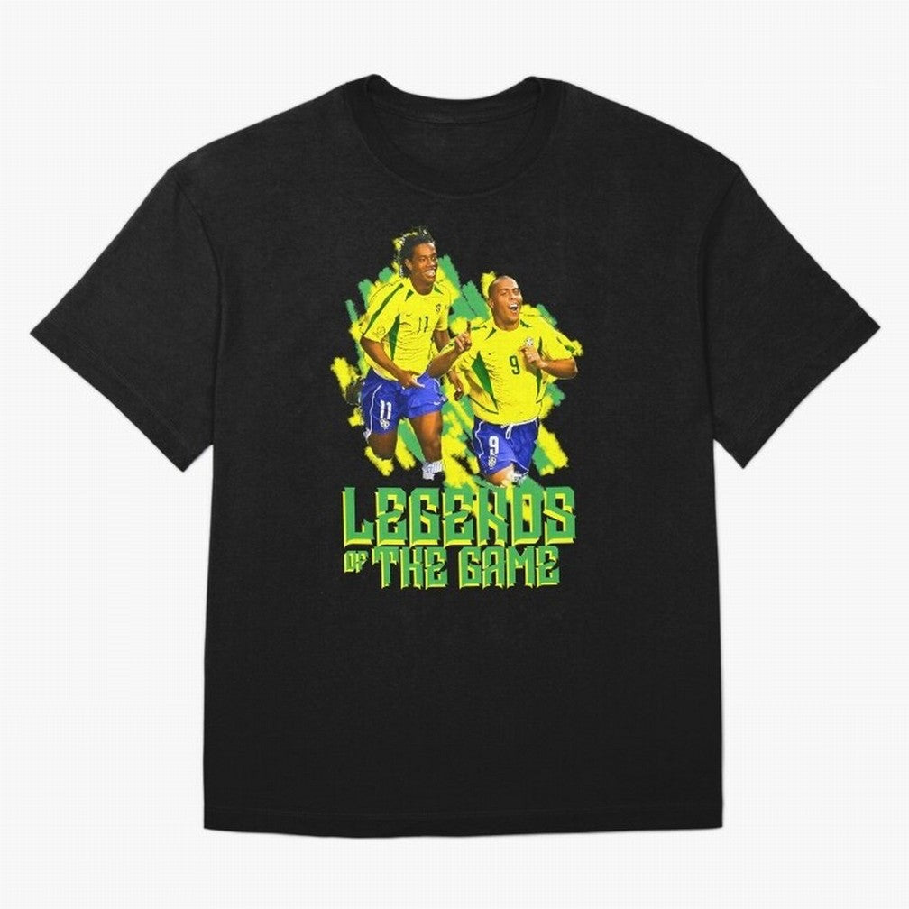 Ronaldinho and ronaldo brazil football print Oversized T-Shirt Celebrate Fan Culture around FIFA World Cup 2026 USA Canada Mexico Connected to Mbappe and Neymar, Argentina and Brazil Energy, Classic Soccer Heritage, Championship Pressure, Fan