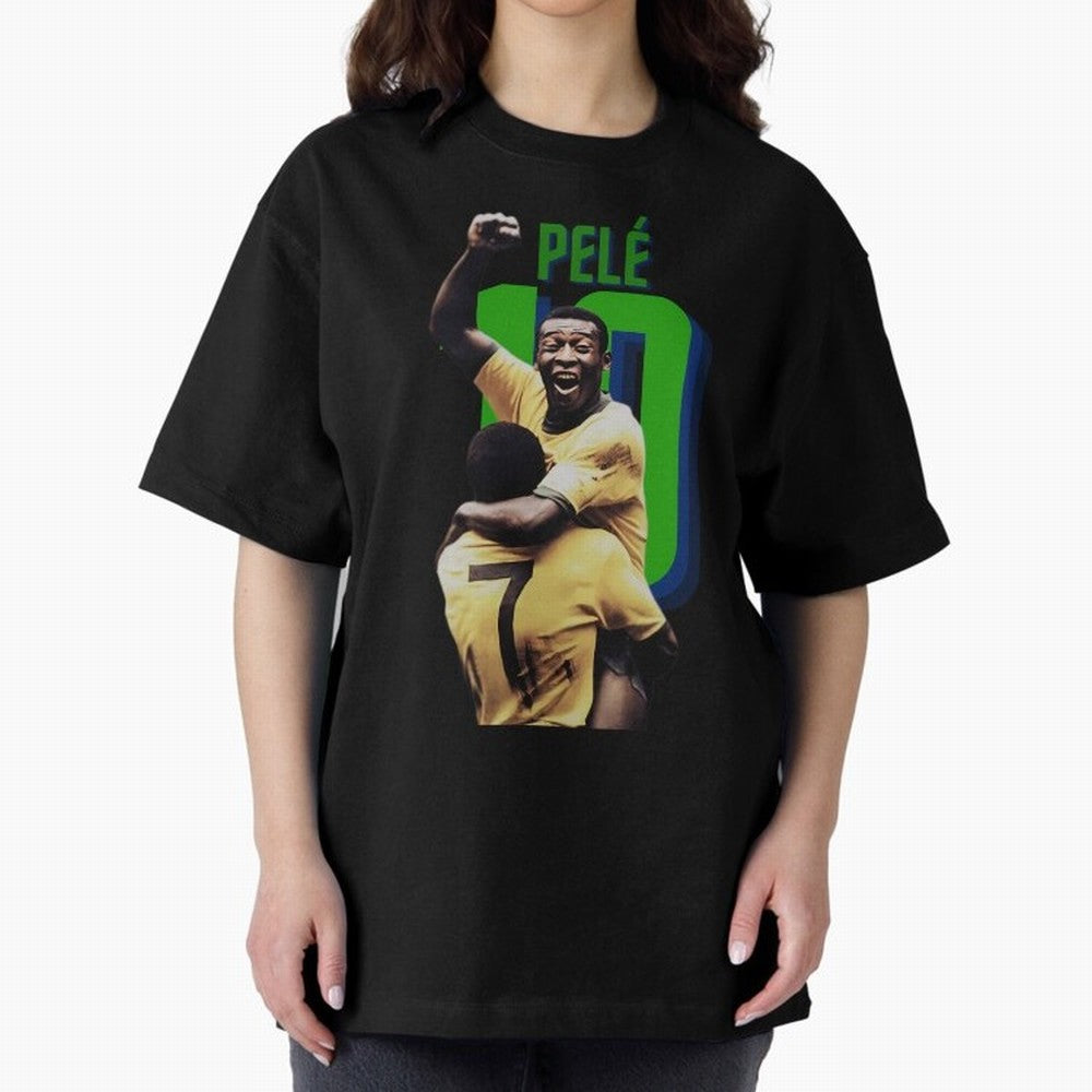 Pele 10 Oversized T-Shirt Fuel Your Fan Pride for FIFA World Cup 2026 Group Stage for Fans of Messi, Neymar and Mbappe and Portugal, Spain and Germany, Bringing Soccer Culture, Superstar Moments, National Team Dreams and Competitive Fire; Ideal for