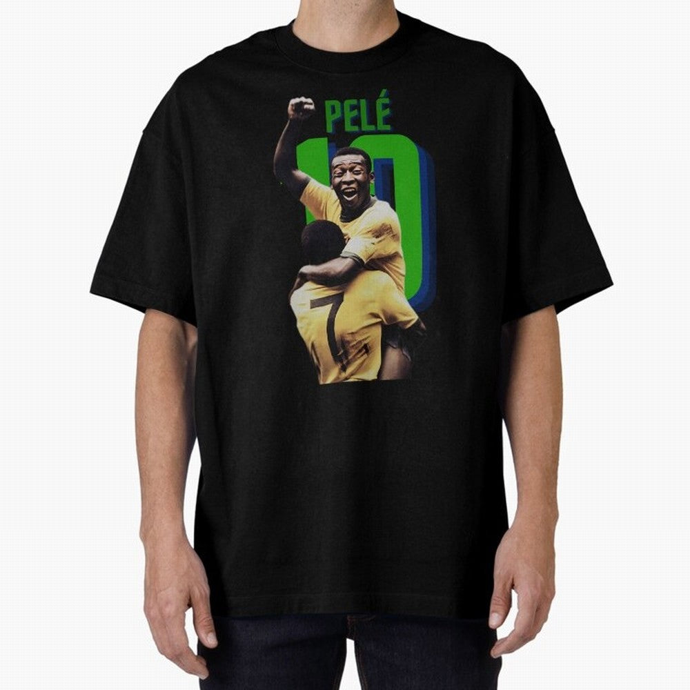Pele 10 Oversized T-Shirt Fuel Your Fan Pride for FIFA World Cup 2026 Group Stage for Fans of Messi, Neymar and Mbappe and Portugal, Spain and Germany, Bringing Soccer Culture, Superstar Moments, National Team Dreams and Competitive Fire; Ideal for
