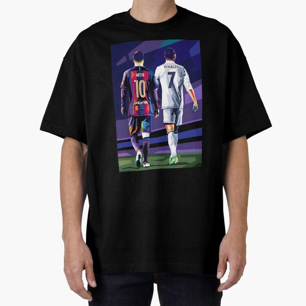 Ronaldo And Messi Oversized T-Shirt Make Every Match About FIFA World Cup 2026 USA Canada Mexico for Fans of Messi, Neymar and Mbappe and Spain, Bringing Football History, Final Match Energy, Crowd Noise and Once in a Lifetime Moments; Perfect for