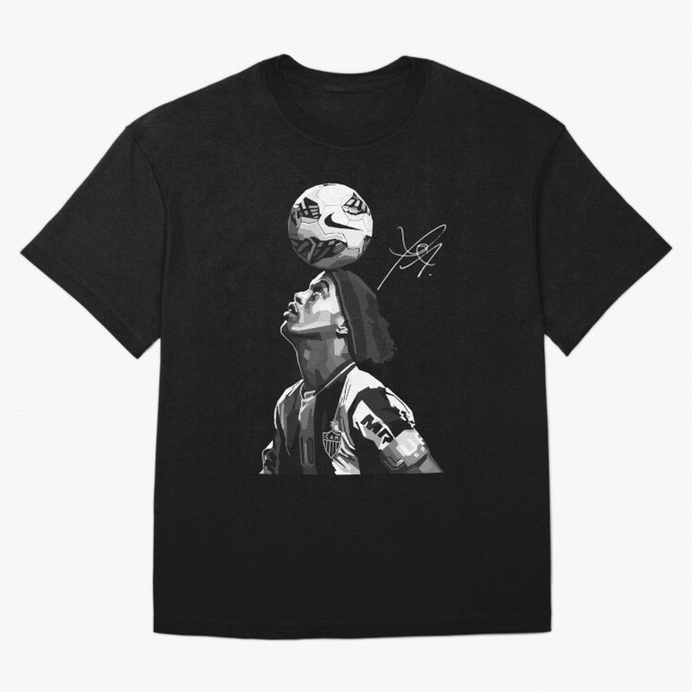 Ronaldinho Black and White Oversized T-Shirt Wear the Spirit of the FIFA World Cup 2026 USA Canada Mexico Journey through CR7 Highlights, Argentina and Brazil Pride, Stadium Chants, National Pride, Trophy Dreams and Unforgettable Football Memories;