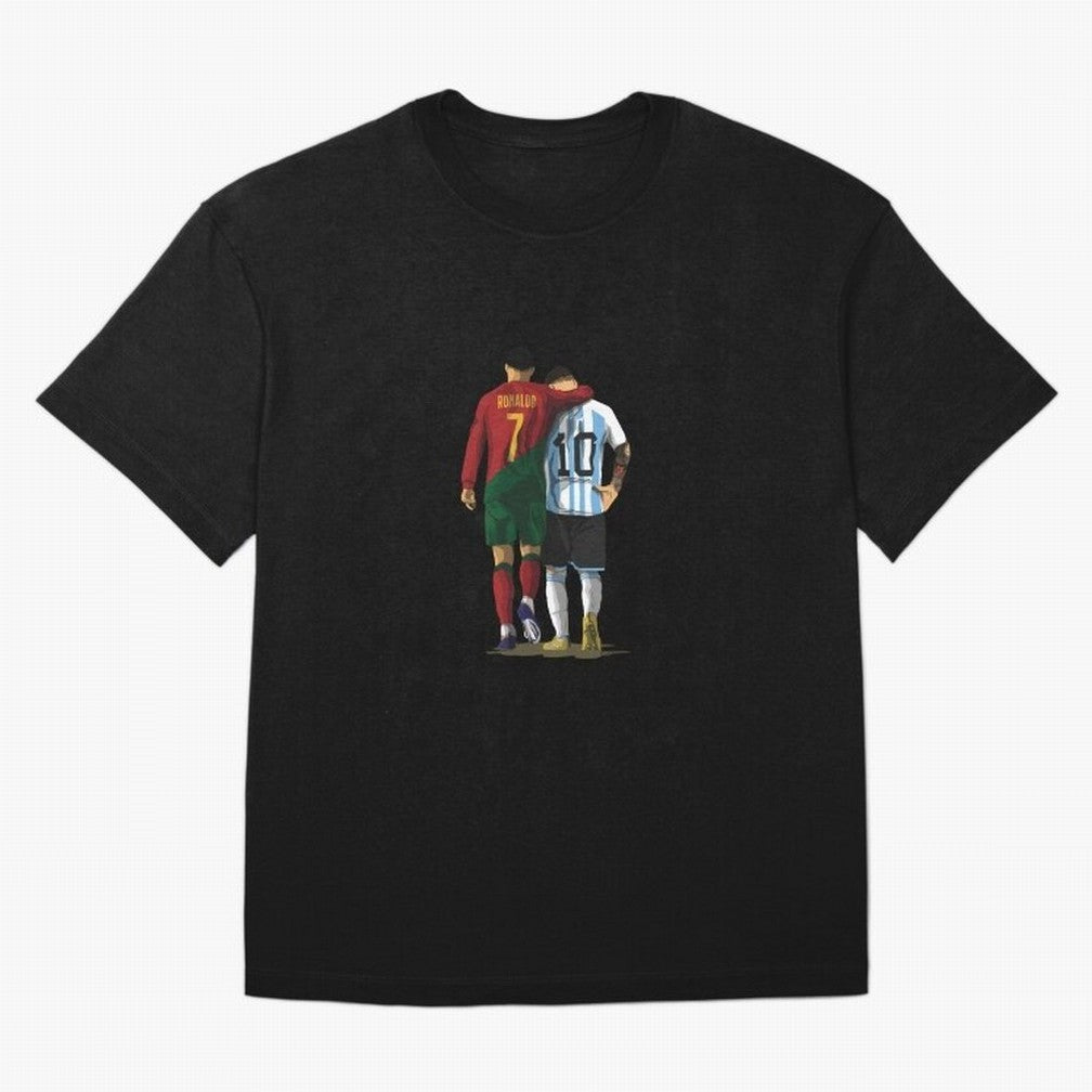 Messi Ronaldo Chit Chat Illustration Classic Oversized T-Shirt Join FIFA World Cup 2026 Built around CR7, Argentina and Brazil Energy, Champion Mindset, Group Stage Buzz, Knockout Tension and Passionate Fan Culture; Great for Supporters Who Love