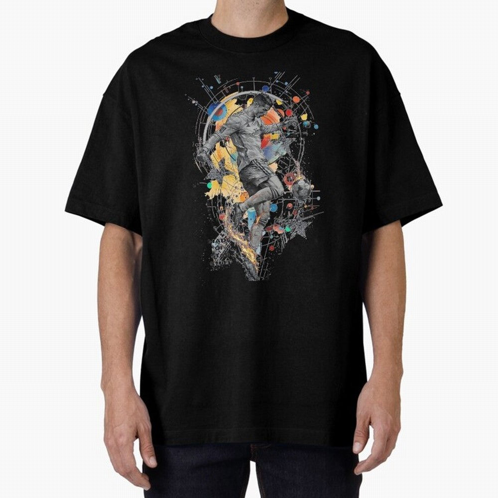 Cosmic Ronaldo Made of Star Stuff Artwork For Football Fans Gift For Soccer Enthusiasts Oversized T-Shirt Support the Legends of FIFA World Cup 2026 USA Canada Mexico Inspired by Messi, Neymar and Mbappe, Argentina, France and Brazil Energy,