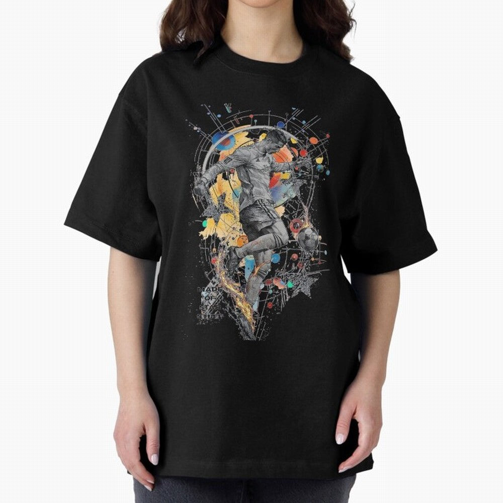 Cosmic Ronaldo Made of Star Stuff Artwork For Football Fans Gift For Soccer Enthusiasts Oversized T-Shirt Support the Legends of FIFA World Cup 2026 USA Canada Mexico Inspired by Messi, Neymar and Mbappe, Argentina, France and Brazil Energy,