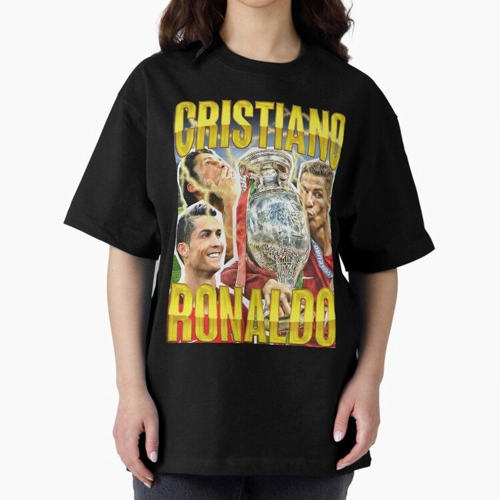 Ronaldo Siuuu Celebration Silhouette Design For Football Fans, Gift For Soccer Enthusiasts Oversized T-Shirt Stand Proud for Global Football Passion for FIFA World Cup 2026 USA Canada Mexico, Featuring Mbappe and Neymar, Spain, Tournament Hype,