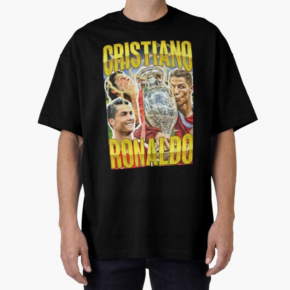 Ronaldo Siuuu Celebration Silhouette Design For Football Fans, Gift For Soccer Enthusiasts Oversized T-Shirt Stand Proud for Global Football Passion for FIFA World Cup 2026 USA Canada Mexico, Featuring Mbappe and Neymar, Spain, Tournament Hype,