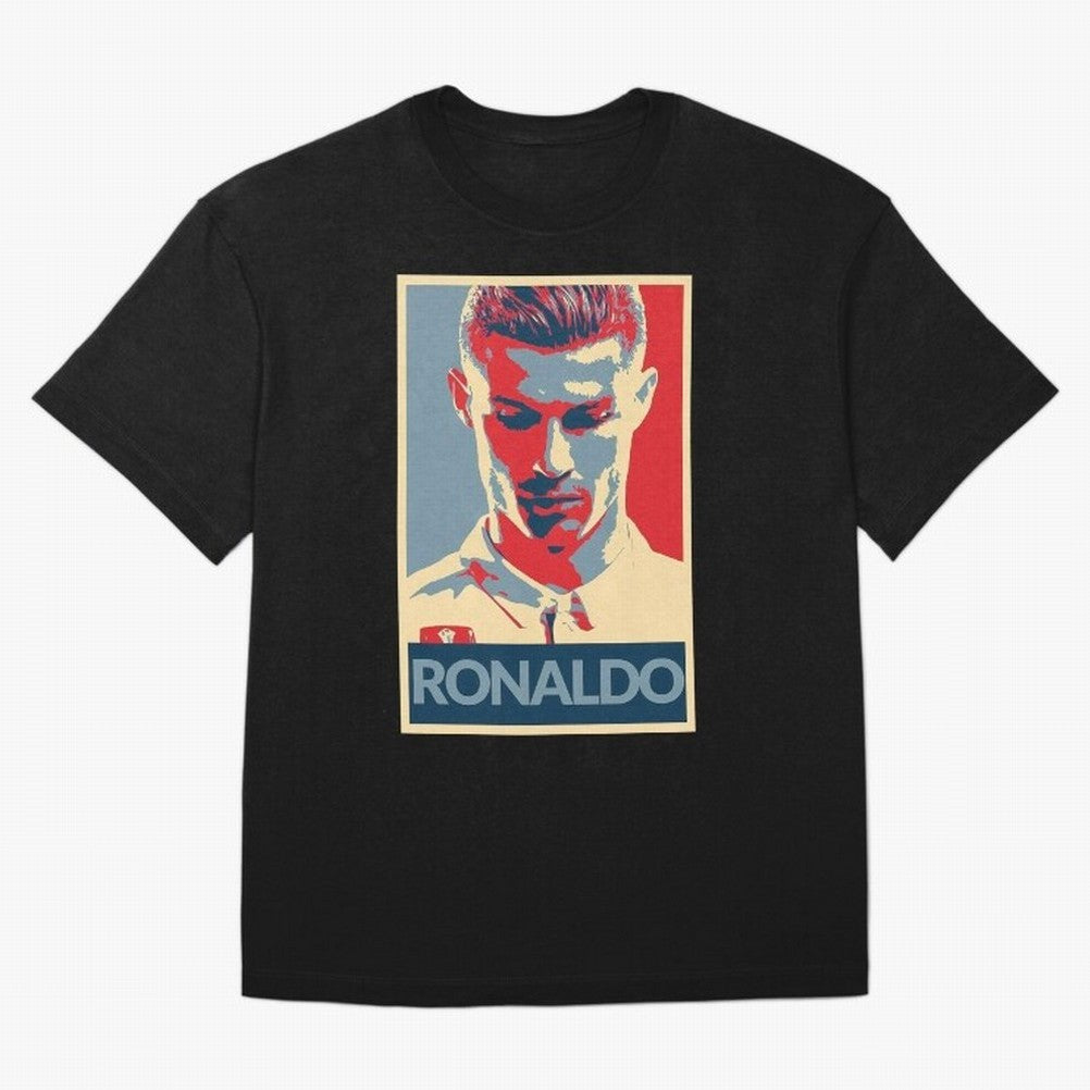 Ronaldo Poster Style Pop Art Design For Football Fans Gift For Soccer Enthusiasts Oversized T-Shirt Experience FIFA World Cup 2026 Featuring Haaland and Mbappe, Argentina, France and Brazil Energy, Goal Celebration Energy, Supporter Heritage,