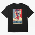 Ronaldo Poster Style Pop Art Design For Football Fans Gift For Soccer Enthusiasts Oversized T-Shirt Experience FIFA World Cup 2026 Featuring Haaland and Mbappe, Argentina, France and Brazil Energy, Goal Celebration Energy, Supporter Heritage,
