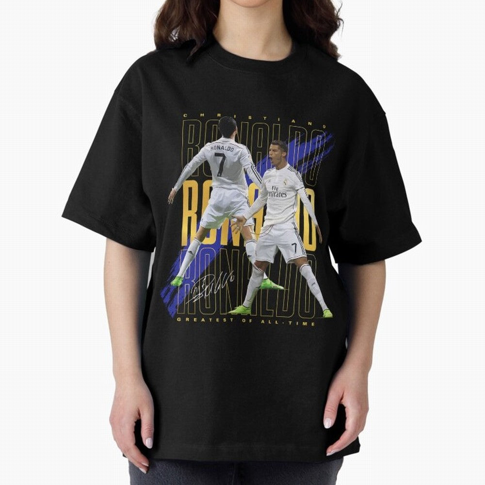 Ronaldo Soccer Legend Design For Football Fans Gift For Sports Enthusiasts Oversized T-Shirt Honor the Beautiful Game during FIFA World Cup 2026 Group Stage Highlighting Messi, Argentina Energy, Championship Spirit, Famous Goals, Roaring Crowds and