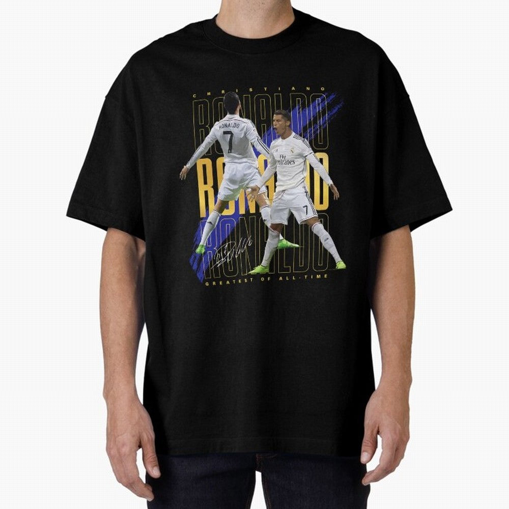 Ronaldo Soccer Legend Design For Football Fans Gift For Sports Enthusiasts Oversized T-Shirt Honor the Beautiful Game during FIFA World Cup 2026 Group Stage Highlighting Messi, Argentina Energy, Championship Spirit, Famous Goals, Roaring Crowds and