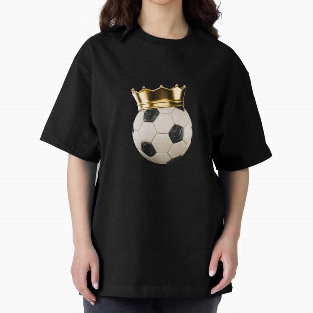 Soccer Ball with Kings Crown, Sticker Illustration Oversized T-Shirt Cheer through Every Moment of Global Football Passion for FIFA World Cup 2026, Driven by Mbappe, Brazil, Portugal and Argentina, Goal Celebration Energy, Supporter Heritage,