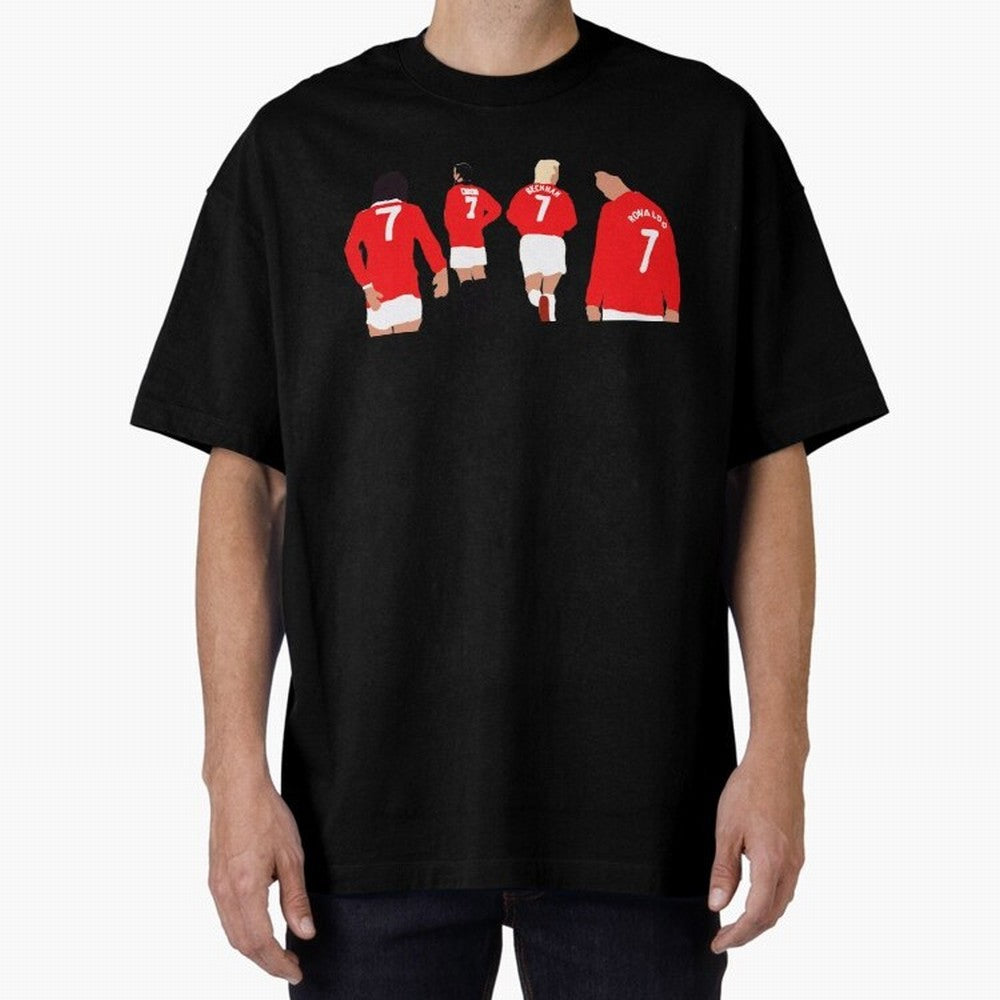 Manchester United Legends Number 7 Best Cantona Beckham Ronaldo Poster Oversized T-Shirt Carry National Pride through FIFA World Cup 2026 USA Canada Mexico Capturing Haaland and Mbappe, Argentina and Brazil Energy, Match Day Excitement, Supporter