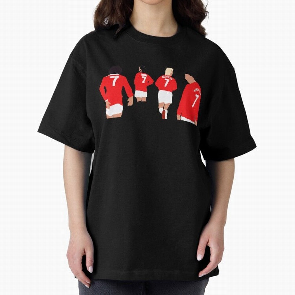 Manchester United Legends Number 7 Best Cantona Beckham Ronaldo Poster Oversized T-Shirt Carry National Pride through FIFA World Cup 2026 USA Canada Mexico Capturing Haaland and Mbappe, Argentina and Brazil Energy, Match Day Excitement, Supporter