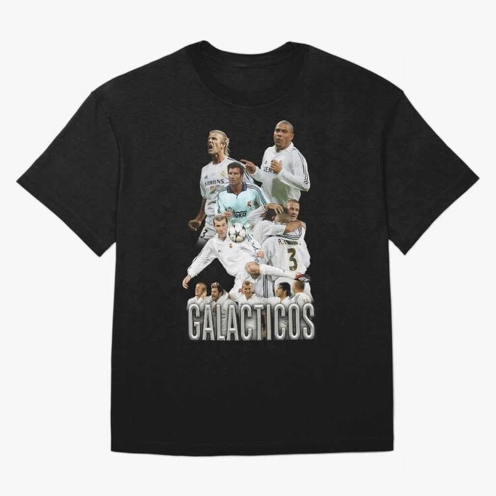Real Madrid Galacticos Soccer Legends Collage Poster Oversized T-Shirt Create FIFA World Cup 2026 Group Stage for Fans of Messi, CR7 and Mbappe and England, Bringing Football Passion, Legendary Performances, Festival Vibes and Supporter Community;