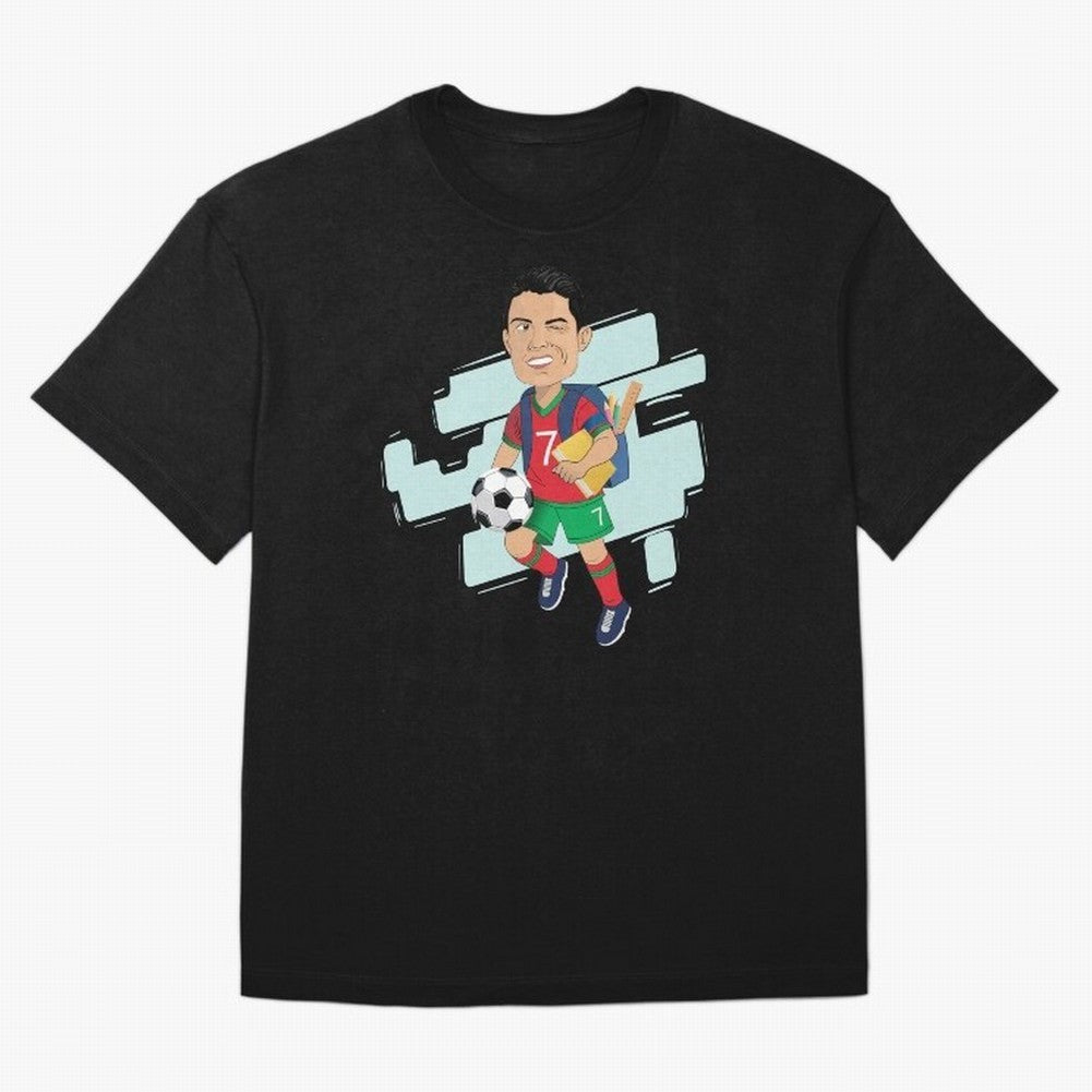 BACK TO SCHOOL - CARICATURE - CHRISTIANO - RONALDO Oversized T-Shirt Make Every Match About Global Football Passion for FIFA World Cup 2026 USA Canada Mexico, Driven by Messi, Neymar and Mbappe, Brazil, Tournament Hype, Historic Matchups, Family