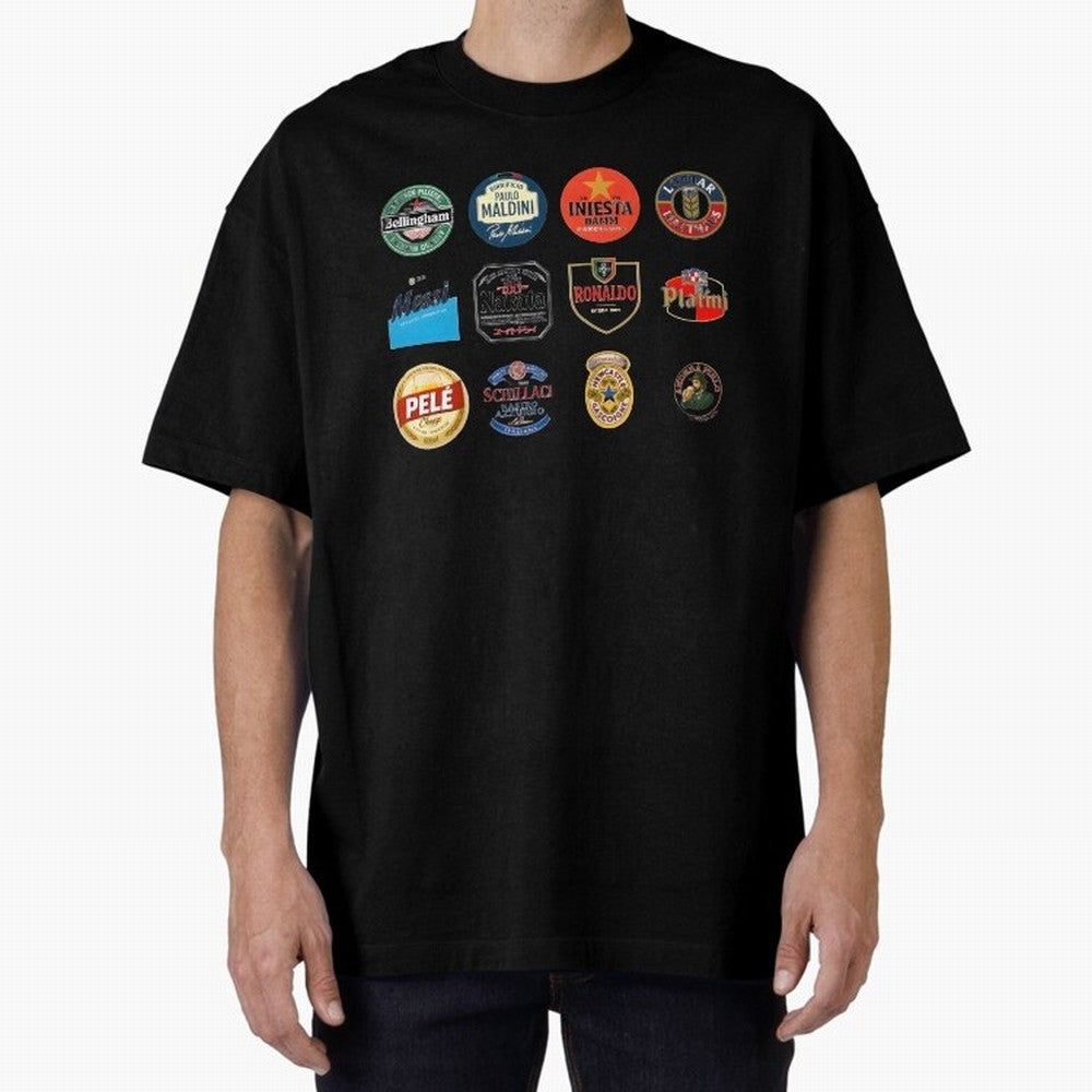 Legendary Lager Lineup ¨C Football Icons as Beer Labels (Sticker Set / Poster) Oversized T-Shirt Fuel Your Fan Pride for FIFA World Cup 2026 Group Stage Celebrating Neymar, Haaland and Cristiano Ronaldo, Netherlands Energy, Match Day Excitement,
