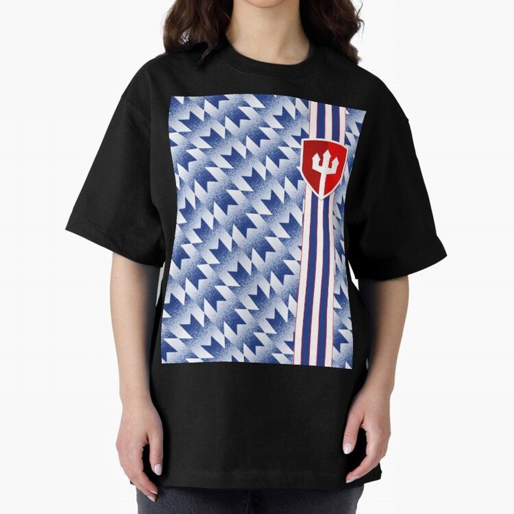 Manchester United 94 Away Jersey Pattern Oversized T-Shirt Celebrate Global Passion for Match Day Hype around FIFA World Cup 2026 USA Canada Mexico, Messi and Cristiano Ronaldo, Brazil, Stadium Memories, Football Loyalty, International Chants and