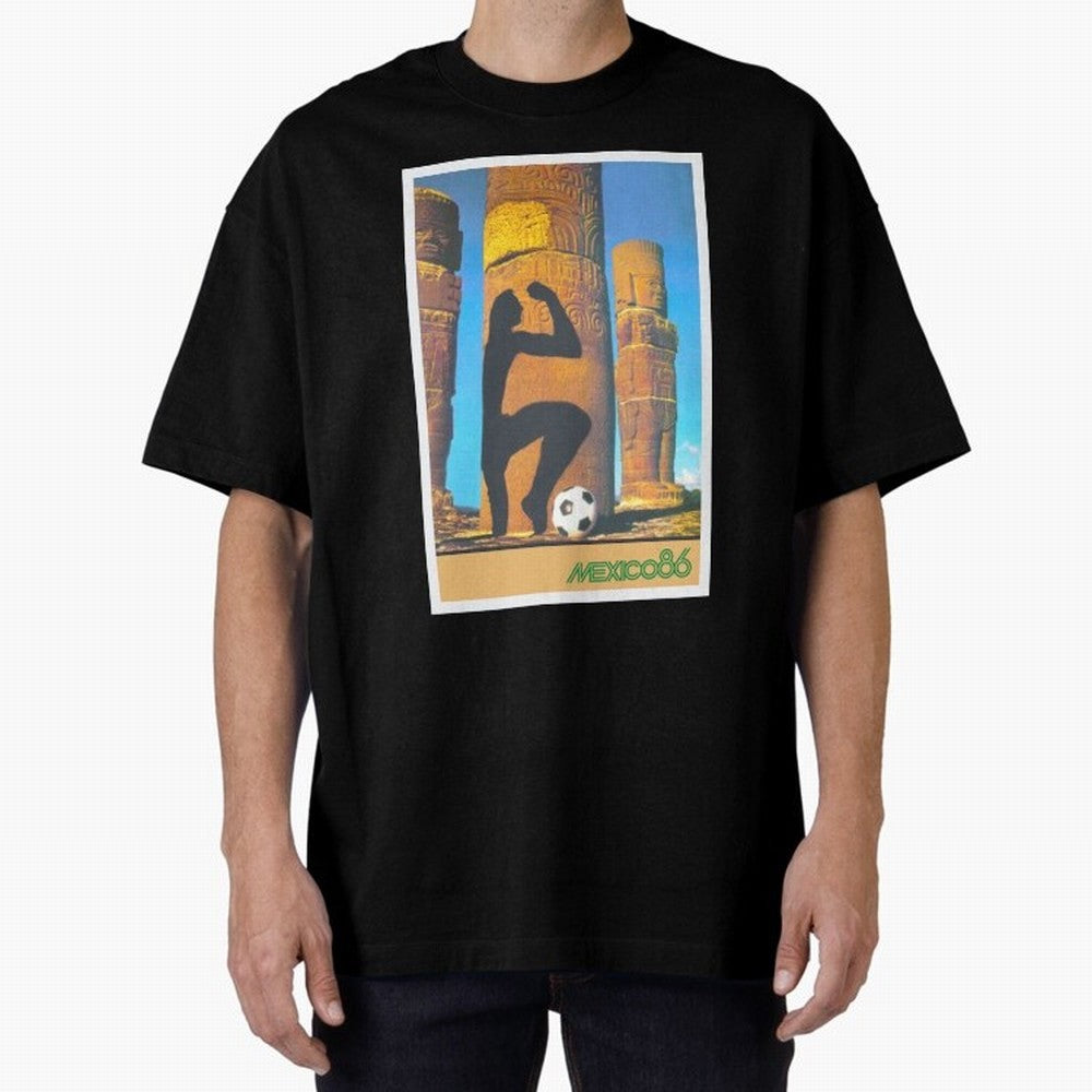 Mexico 86 Oversized T-Shirt Support FIFA World Cup 2026 USA Canada Mexico Spirit, Filled with Brazil, Haaland and Mbappe, Stadium Chants, National Pride, Trophy Dreams and Unforgettable Football Memories; Perfect for Supporters Who Want Bold
