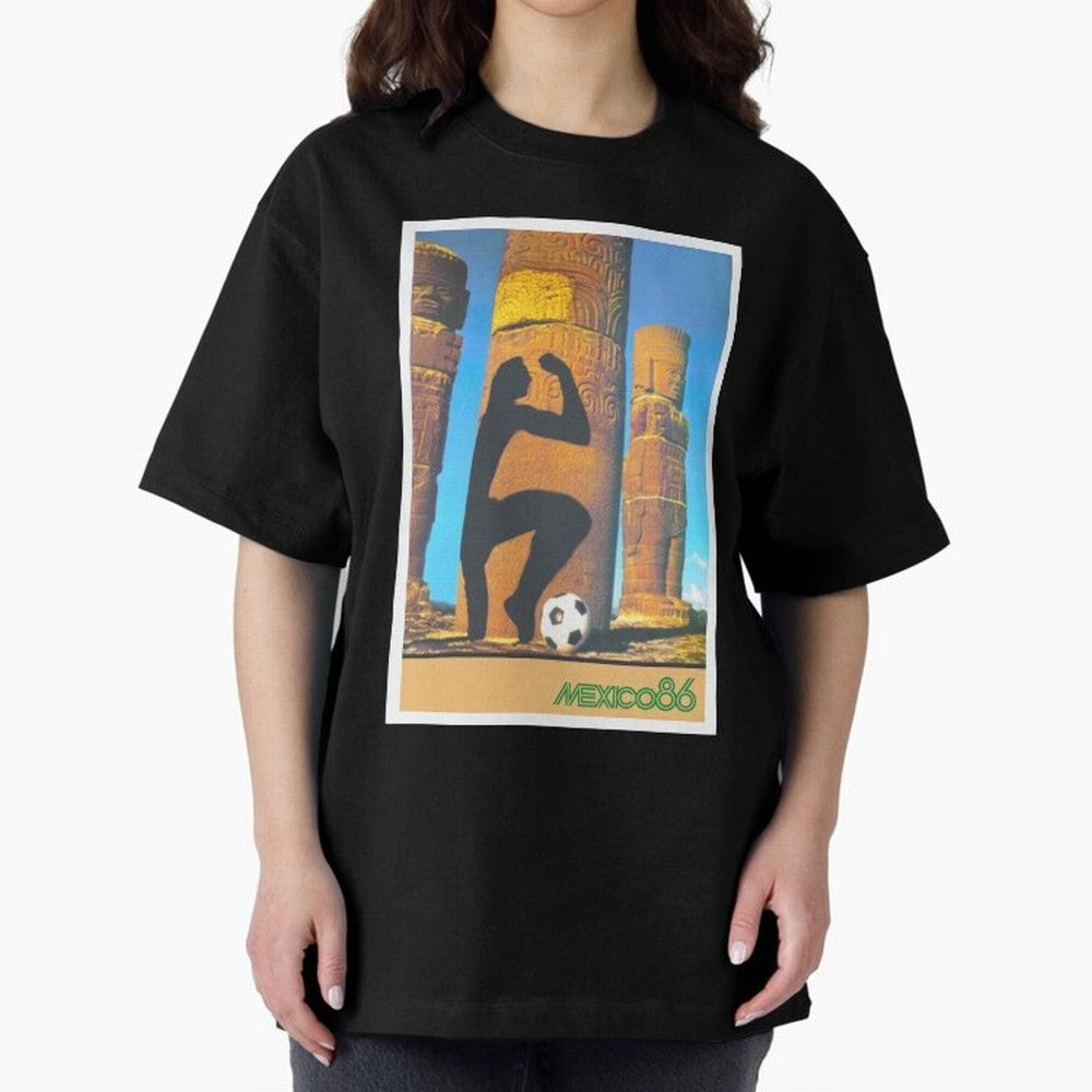 Mexico 86 Oversized T-Shirt Support FIFA World Cup 2026 USA Canada Mexico Spirit, Filled with Brazil, Haaland and Mbappe, Stadium Chants, National Pride, Trophy Dreams and Unforgettable Football Memories; Perfect for Supporters Who Want Bold