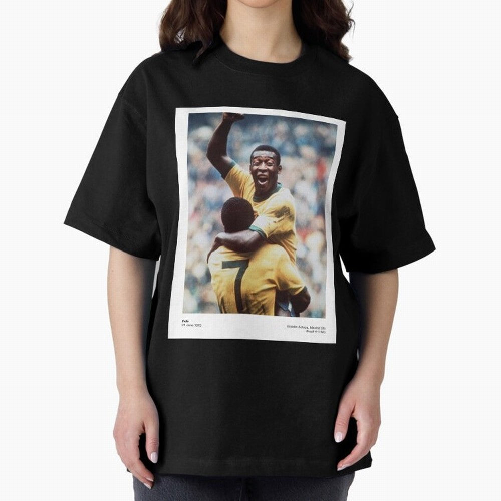 Pele Oversized T-Shirt Celebrate Fan Culture around FIFA World Cup 2026 Spirit, Centered on Argentina, Messi, Football Festival Excitement, Trophy Ambitions, Country Rivalries and Star Player Buzz; Ideal for Football Dads, Football Moms, Friends,