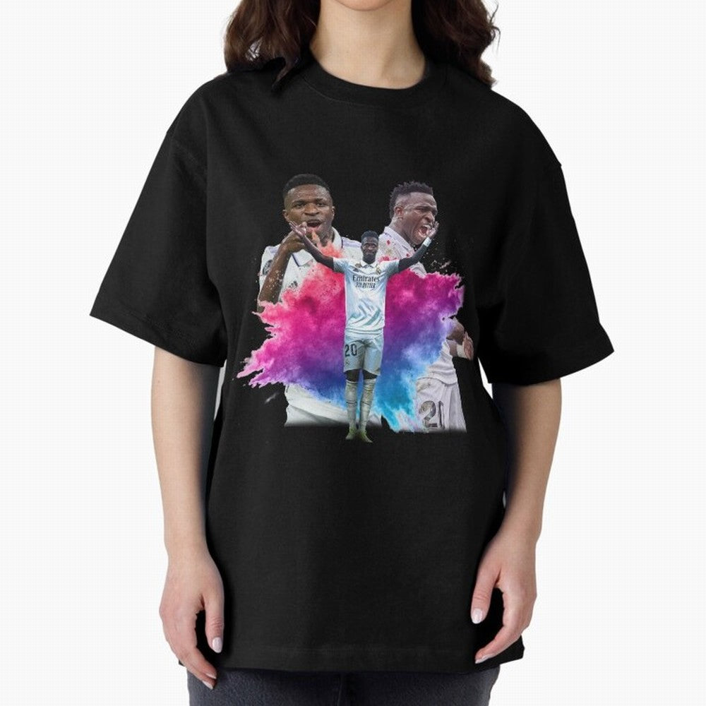 Fanart Vinicius Junior Merch Oversized T-Shirt Celebrate Global Passion for FIFA World Cup 2026 USA Canada Mexico Filled with Mbappe, Germany Energy, Tournament Hype, Historic Matchups, Family Viewing Parties and Global Sports Pride; Great for