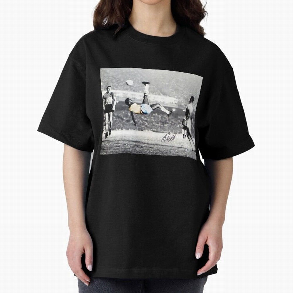 Classic Pele Bicycle Kick Legend1 Oversized T-Shirt Cheer for FIFA World Cup 2026 Spirit, Centered on England, Neymar, Stadium Chants, National Pride, Trophy Dreams and Unforgettable Football Memories; Perfect for Supporters Who Want Bold Football