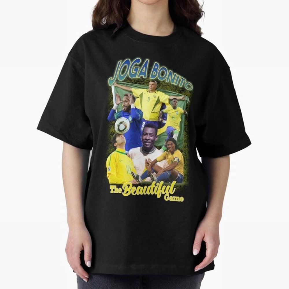 Joga Bonito Brazil Oversized T-Shirt Feel the Trophy Chase of Match Day Hype around FIFA World Cup 2026 USA Canada Mexico, Neymar, Haaland and Cristiano Ronaldo, Argentina, Champion Mindset, Group Stage Buzz, Knockout Tension and Passionate Fan