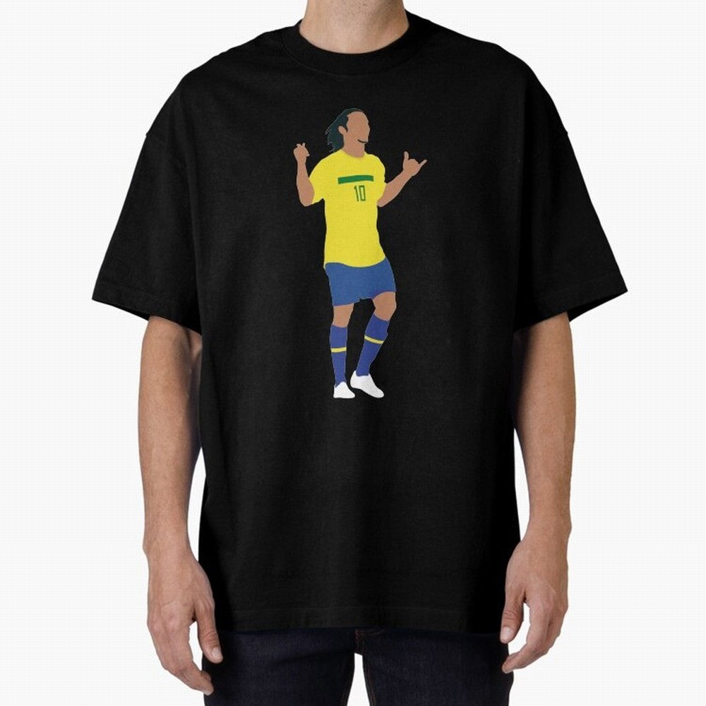 Ronaldinho. Brazil Football. Oversized T-Shirt Feel the Trophy Chase of Global Football Passion for FIFA World Cup 2026 USA Canada Mexico, Featuring Messi and Cristiano Ronaldo, Portugal, Champion Mindset, Group Stage Buzz, Knockout Tension and