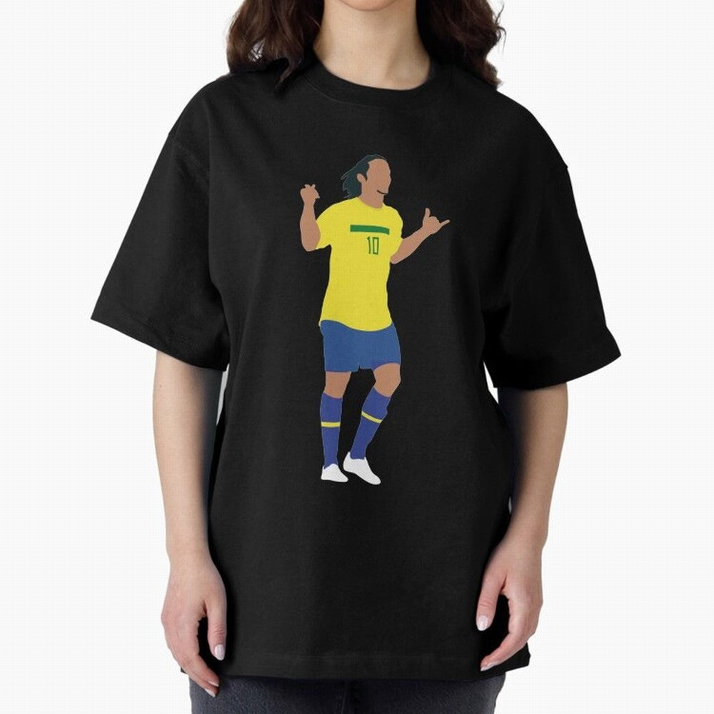 Ronaldinho. Brazil Football. Oversized T-Shirt Feel the Trophy Chase of Global Football Passion for FIFA World Cup 2026 USA Canada Mexico, Featuring Messi and Cristiano Ronaldo, Portugal, Champion Mindset, Group Stage Buzz, Knockout Tension and