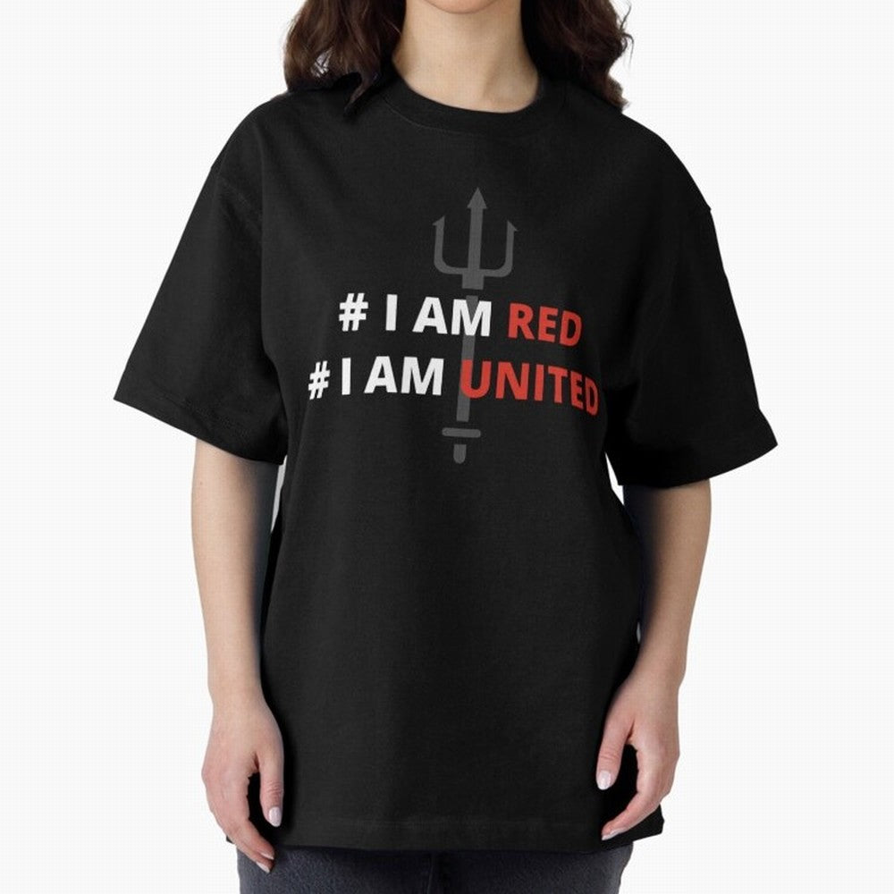 I am red, I am United Oversized T-Shirt Support Your Favorite Stars during FIFA World Cup 2026 Group Stage Highlighting Cristiano Ronaldo, Haaland and CR7, Brazil Energy, Game Day Rituals, Football Legends, Country Pride and the Road to the Final;