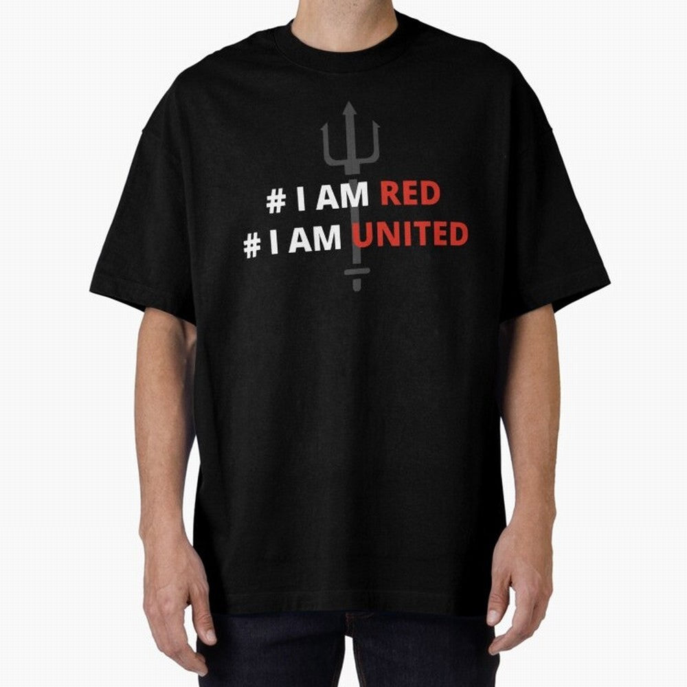 I am red, I am United Oversized T-Shirt Support Your Favorite Stars during FIFA World Cup 2026 Group Stage Highlighting Cristiano Ronaldo, Haaland and CR7, Brazil Energy, Game Day Rituals, Football Legends, Country Pride and the Road to the Final;