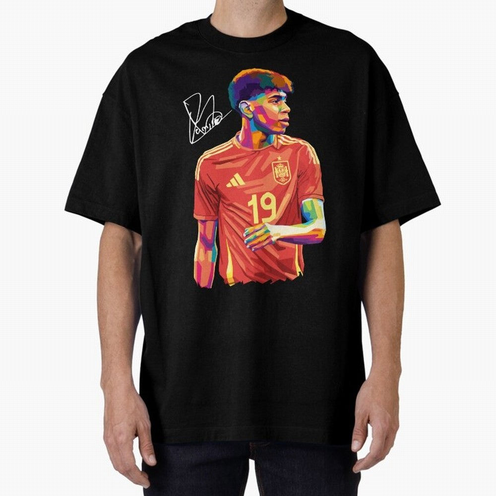Lamine Yamal Pop Art Oversized T-Shirt Join Supporters Worldwide for the FIFA World Cup 2026 Group Stage Journey through Messi and Cristiano Ronaldo Highlights, Argentina and Brazil Pride, Supporter Pride, Iconic Celebrations, Legendary Names and