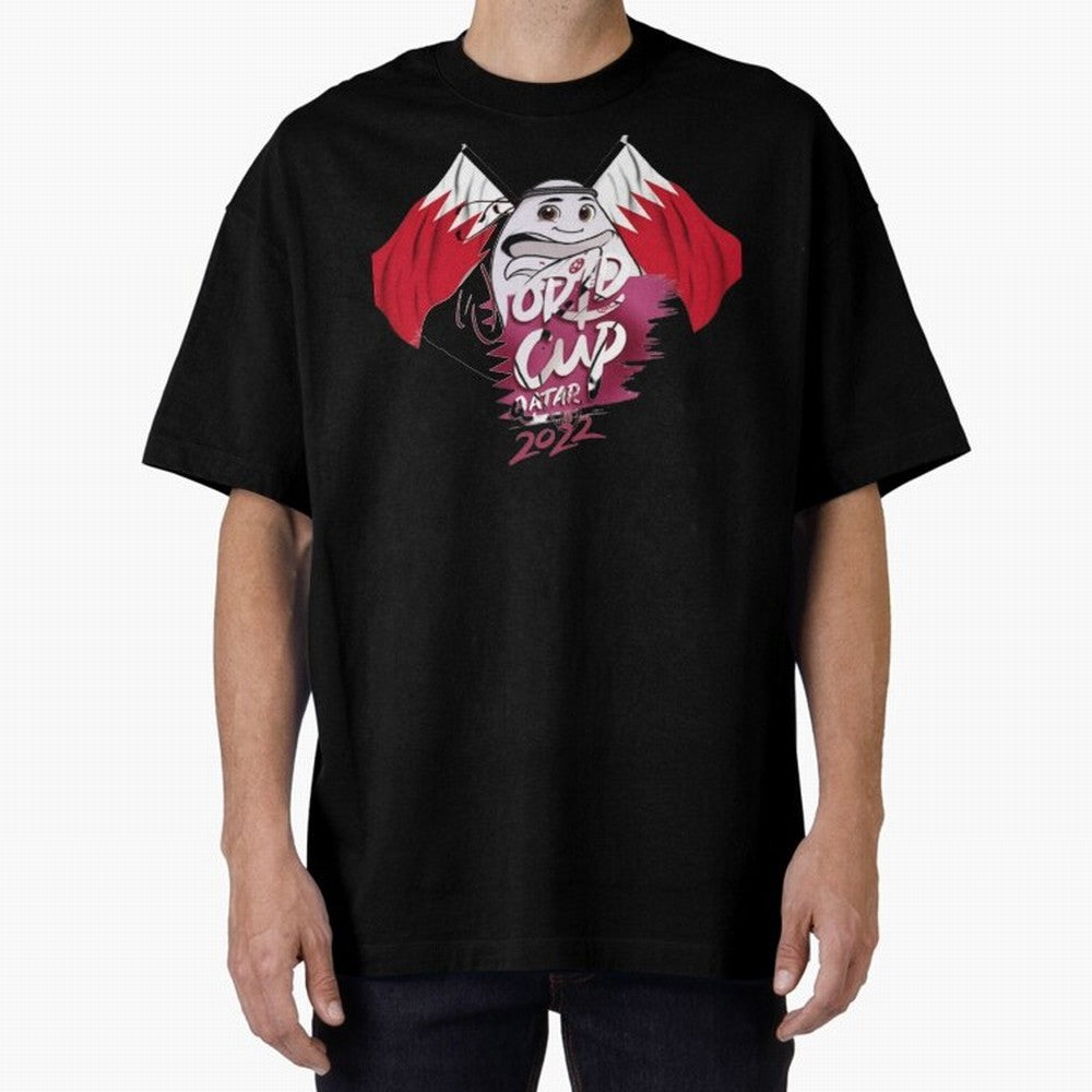 qatar mascot Oversized T-Shirt Step into Match Day Hype around FIFA World Cup 2026 USA Canada Mexico, Messi, CR7 and Mbappe, Argentina, Champion Mindset, Group Stage Buzz, Knockout Tension and Passionate Fan Culture; Ideal for Passionate Fans Who