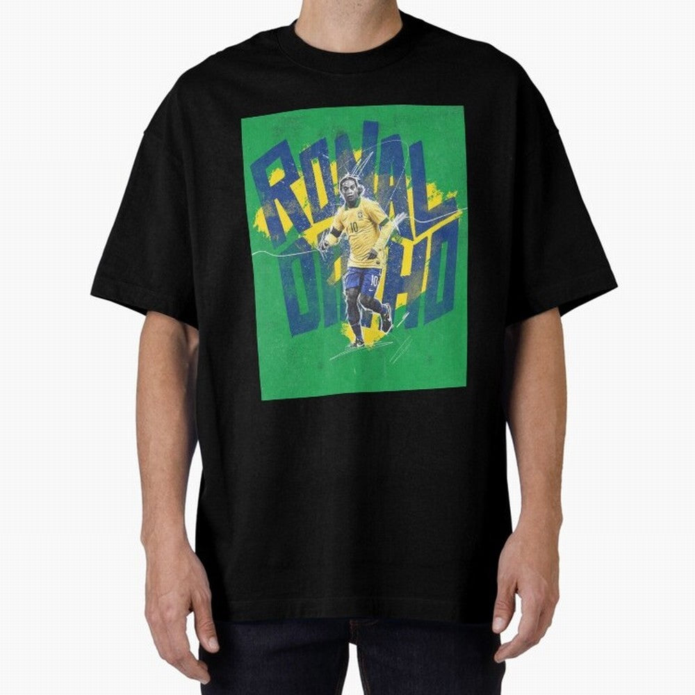 Wallpaper Ronaldinho Art Oversized T-Shirt Honor FIFA World Cup 2026 Spirit, Highlighting England, France and Netherlands, Mbappe and Neymar, Stadium Chants, National Pride, Trophy Dreams and Unforgettable Football Memories; Created for Match Day